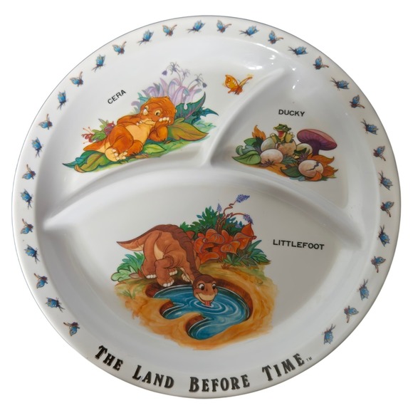Universal Studios Other - Vintage 1988 The Land Before Time Divided Plate Littlefoot Cera Ducky Melamine